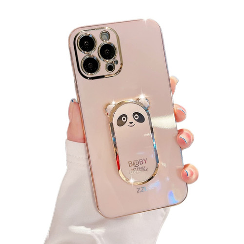 GIFTZS Compatible with iPhone 13 Pro Max Cute 6D Panda Stand Phone Case TPU Thin Shockproof Soft Case for iPhone 14 11 Pro Max 12 Mini 7 8 14 Plus SE XS XR Back Cover(Pink,iPhone 11 Pro Max)