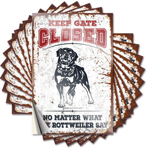 Hardhat Stickers and Decals Keep Gate Closed No Matter What The Rottweiler Say Funny Sticker 10 Pcs Bumper Sticker Cars Stickers (Size : 8X12CM)