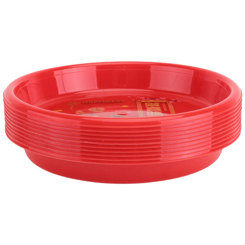 Cabilock 10pcs Red Plastic Disc Dessert Plates Nut Tray Plastic Serving Platter Plastic Fast Food Tray Cutlery Tray Fruit Serving Fruits Serving Plate Dessert Dish Snack Bowl Candy
