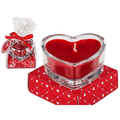 Scented Candle (Rose) in Glass, Heart Shaped, ca. 8 x 8 cm