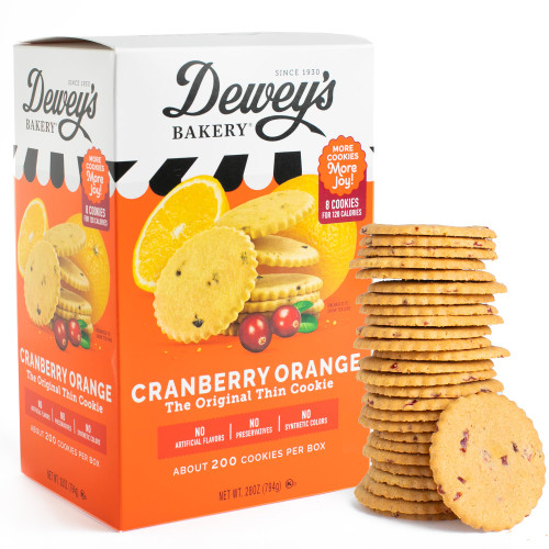 Dewey's Bakery Cranberry Orange Moravian Style Thin Cookies | No Artificial Flavors, Synthetic Colors or Preservatives | Baked in Small Batches | 28oz (Pack of 1)