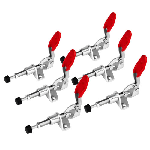 POWERTEC 20323-P3 Push/Pull Quick-Release Toggle Clamp 301A - 100 lbs Holding Capacity w Rubber Pressure Tip, 6 PK
