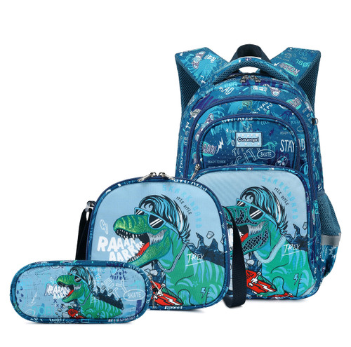 Cusangel Kids Backpack Boys,Boys Backpack with Lunch Box Multi Compartment Backpack, Dinosaur Backpack Chest Strap Side Pockets 16 Inch