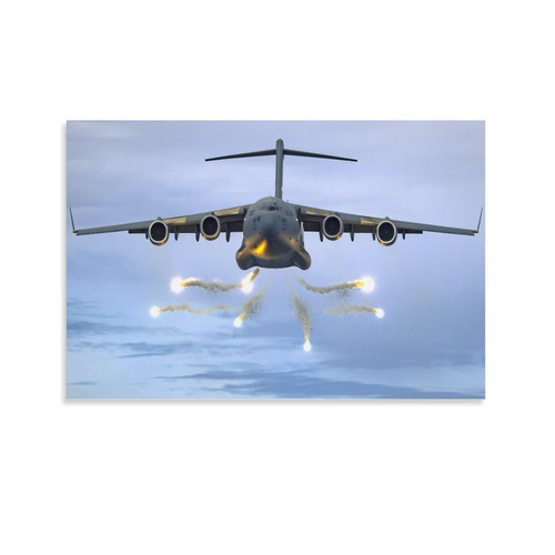 C-17 Globemaster III Military Transport Aircraft Modern US Air Force Transport Aircraft Photography Wall Art Paintings Canvas Wall Decor Home Decor Living Room Decor Aesthetic 08x12inch(20x30cm) Unf