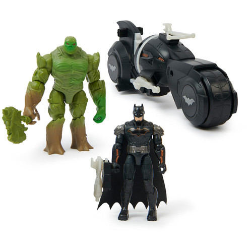 DC Comics, Batman and Swamp Thing Armory Attack Batcycle Set, Exclusive Armored Action Figure with Accessories, Kids Toys for Boys Girls Ages 4 Up