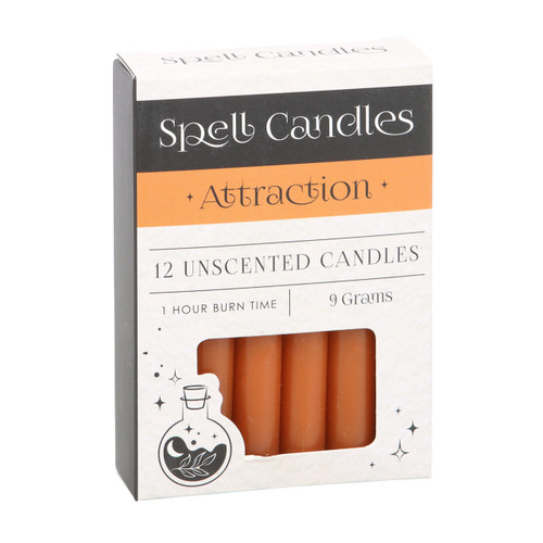 12-Pack Orange Attraction Spell Candles for Rituals & Positive Change | Herbal Magick & Candle Magic Supplies