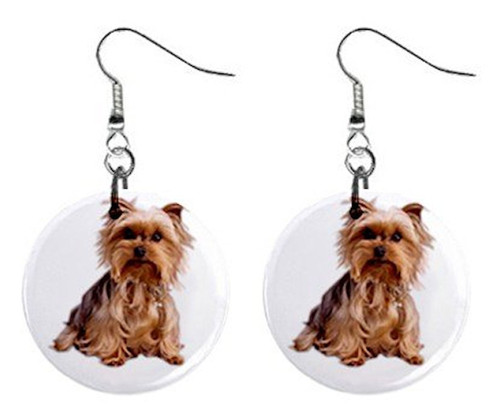 Yorkshire Terrier Yorkie Dog Button Earrings Pet Lover Jewelry 12111019