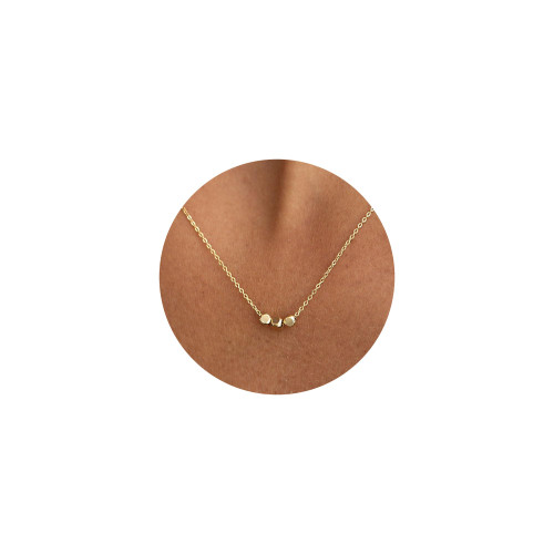 VRIUA Ball Necklace for Women,Dainty Gold Necklace 14k Gold Plated Bead Ball Pendant Necklace Simple Jewelry Everyday for Girls