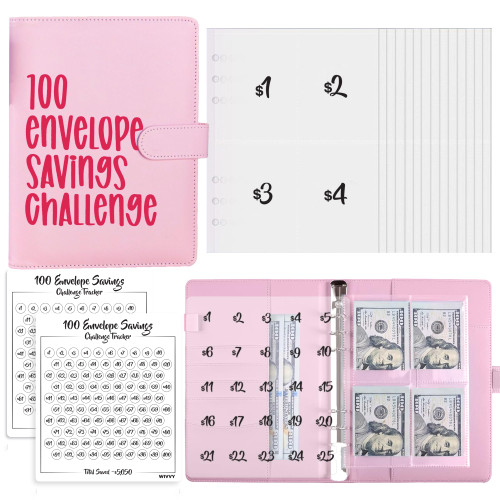 100 Envelopes Money Saving Challenge, Money Saving Binder with Cash $5,050, Budget Binder - Savings Challenges Book with Envelopes, A5 Savings Binder, 100 Envelope Challenge Binder - Cash Envelopes 100 Envelopes Money Saving Challenge, Money Saving Binder with Cash $5,050, Budget Binder - Savings Challenges Book with Envelopes, A5 Savings Binder, 100 Envelope Challenge Binder - Cash Envelopes