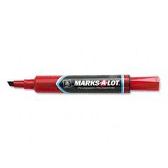 Avery Marks-A-Lot Regular Desk-Style Permanent Marker, Chisel Tip, Red, Dozen AVE07887