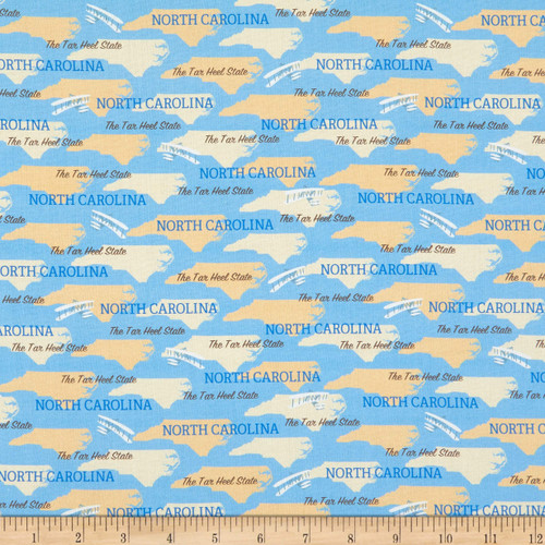 Whistler Studios State Pride North Carolina Blue/Beige, Fabric by the Yard