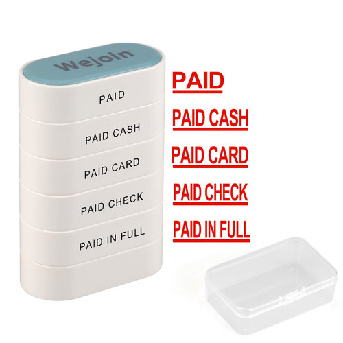 WEJOIN Office Paid Stamps Set, Paid Self Inking Rubber Stamp, Paid, Paid Cash, Card, Check, Paid in Full with Red Ink, Pre-Inked Paid Stamper for Business, Bookkeeping, Ordering, Accounting, Work
