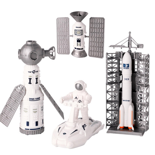 Space Exploration Rocket Toys for Kids, Aerospace Toys Space Playset, Rocket Ship with 2 Satellites, Astronaut and Space Rover, Fun Space Toys for Kid 3 4 5 6 7 8 9