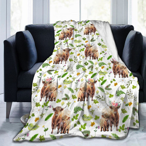 Highland Cow Blanket Highland Cow Gifts Cow Decor Soft Cozy Fleece Blanket for Girls Boys Kids Adults Couch Bed Sofa All Seasons, 40"x50"