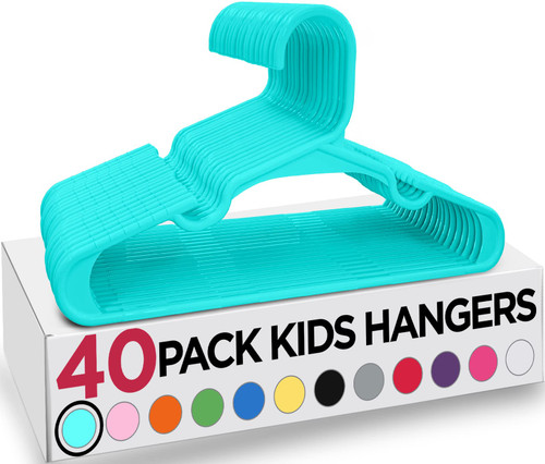 Utopia Home 40 Pack Kids Hangers - 11.5 Inch Plastic Baby Hangers for Closet - Childrens Hangers for Clothes & Infant Hangers for Closet - Ideal for Everyday Standard Use (Teal) Utopia Home 40 Pack Kids Hangers - 11.5 Inch Plastic Baby Hangers for Closet - Childrens Hangers for Clothes & Infant Hangers for Closet - Ideal for Everyday Standard Use (Teal)