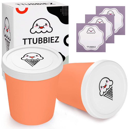 TTUBBIEZ Ice Cream Containers (2 Pack - 1 Quart Each), Ice Cream Containers for Homemade Ice Cream, Ice Cream Storage Containers for Freezer, 1 Quart Freezer Containers for Ice Cream Storage - Berry Orange