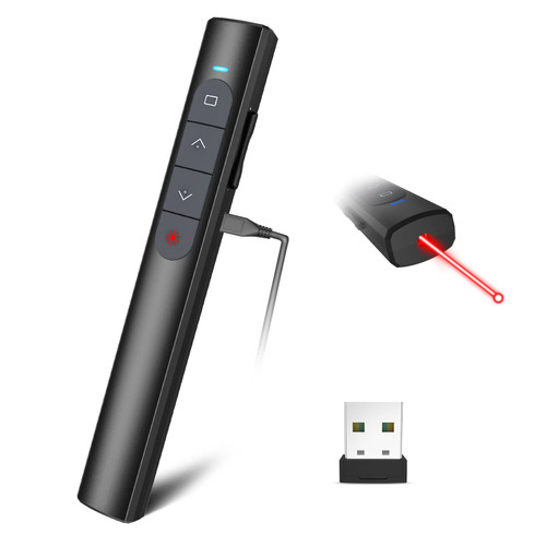 SSPONT Rechargeable Presentation Clicker for Powerpoint, Wireless Presentation Remote, Laser Pointer for Presenter, Slide Advancer for PPT/Keynote/Google Slides/Classroom, Mac OS/Windows/Linux (JH61C)
