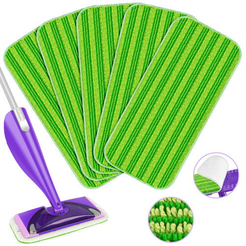 5x Reusable Mop Pads Compatible with Swiffer WetJet Mops - Washable Microfiber Replacement Pads Wet Jet Pads Refills Mopping Cloths Wet Dry Heads for Swiffer Wet Jet Mop Hardwood Floor Cleaning, Green 5x Reusable Mop Pads Compatible with Swiffer WetJet Mops - Washable Microfiber Replacement Pads Wet Jet Pads Refills Mopping Cloths Wet Dry Heads for Swiffer Wet Jet Mop Hardwood Floor Cleaning, Green