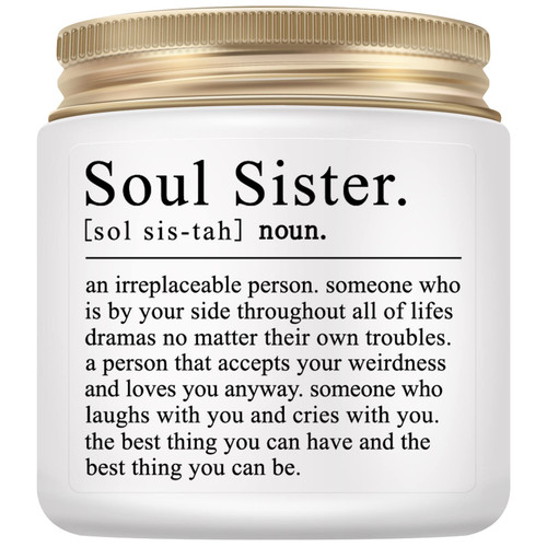 Soul Sister Gifts from Sister, Funny Women Gifts for Sister in Law Friend Bestie Christmas&Thanksgiving Birthday Gift Unique Mother's Day Valentine's Day Present Lavender Candle Soul Sister Gifts from Sister, Funny Women Gifts for Sister in Law Friend Bestie Christmas&Thanksgiving Birthday Gift Unique Mother's Day Valentine's Day Present Lavender Candle
