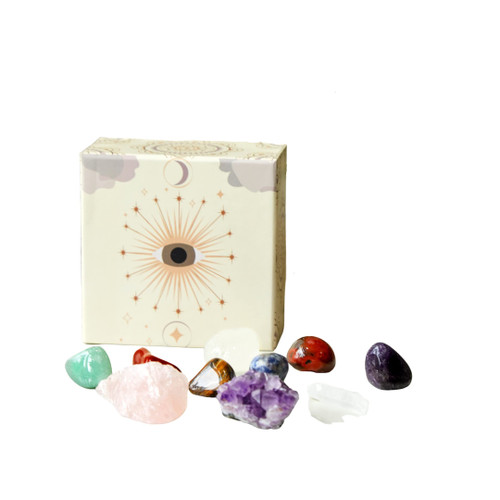 NGHTMRKT Chakra Crystals and Healing Stones Kit - 10-Piece Crystal Set for Beginners, 7 Chakra Stones and 3 Energy Crystals Stones - Gemstones and Crystals for Meditation with Healing Crystals Guide NGHTMRKT Chakra Crystals and Healing Stones Kit - 10-Piece Crystal Set for Beginners, 7 Chakra Stones and 3 Energy Crystals Stones - Gemstones and Crystals for Meditation with Healing Crystals Guide