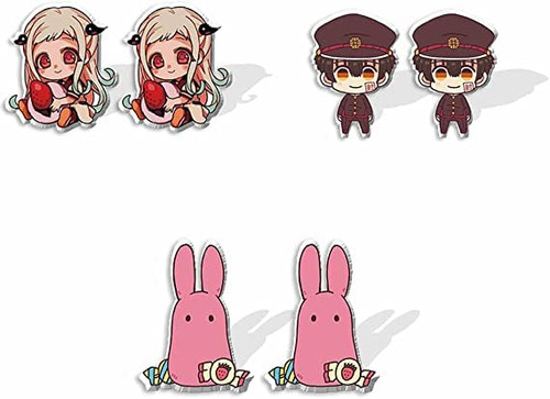 3 Pairs Hanako-kun Earring,Anime Toilet-Bound Hanako-kun Figure Cosplay Ear studs Costume Accessories