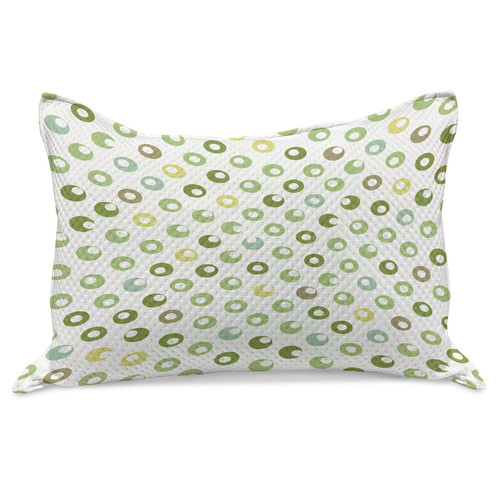 Lunarable Geometric Circle Knitted Quilt Pillowcover, Pastel Colored Round Series Vintage Style Curved Ellipse Old Design Image, Standard Queen Size Pillow Cover for Bedroom, 30" x 20", Pale Green