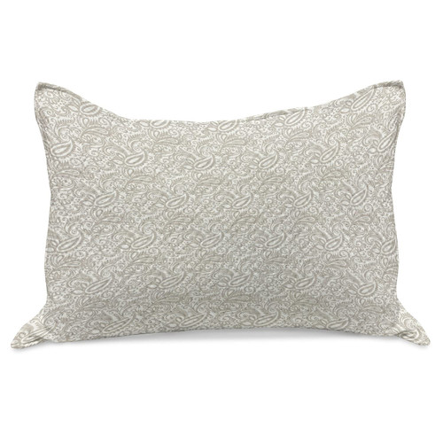 Lunarable Traditional Knitted Quilt Pillowcover, Middle Eastern Paisleys Swirled Leaves Oriental Culture Inspirations, Standard Queen Size Pillow Cover for Bedroom, 30" x 20", Warm Taupe White