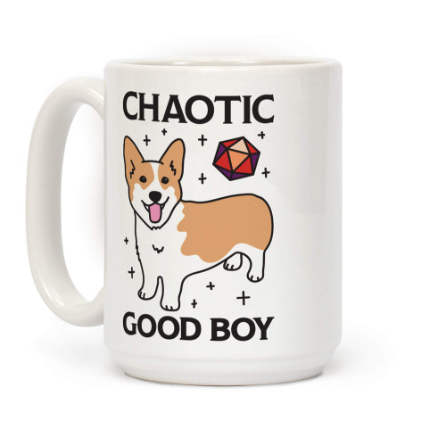 LookHUMAN Chaotic Good Boy Corgi White 15 Ounce Ceramic Coffee Mug LookHUMAN Chaotic Good Boy Corgi White 15 Ounce Ceramic Coffee Mug