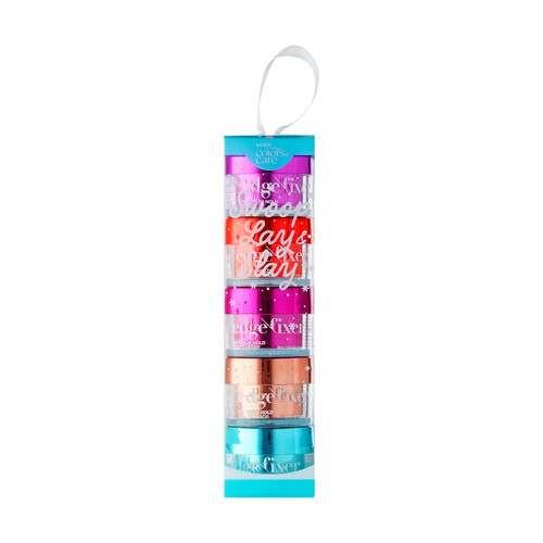 KISS COLORS & CARE 24 Hour Maximum Hold Edge Fixer Assortment 5-Piece Holiday Gift Set, 5 Fruity Scents, Biotin B7, Non-Greasy, Non-Oily, Flake Free, Ultimate Styling Control, 1.01 oz. (30mL) Each