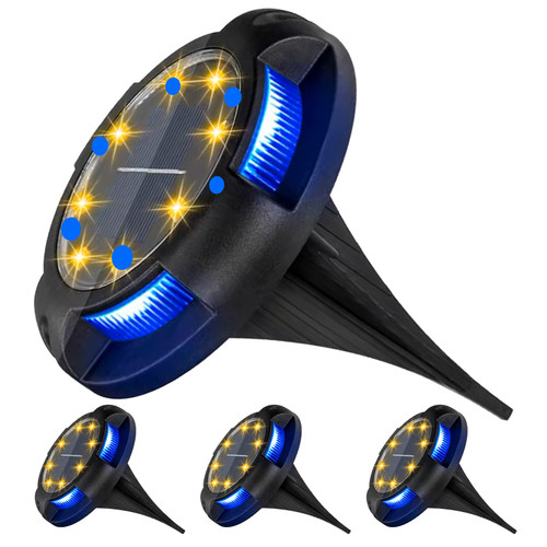 JMADENQ Solar Ground Lights, 8 LED Solar Garden Lights Outdoor Waterproof,Solar Powered Pathway Lights for Pathway Yard Walkway Patio Lawn Path Lighting Lights (Yellow&Blue 4 Pack)