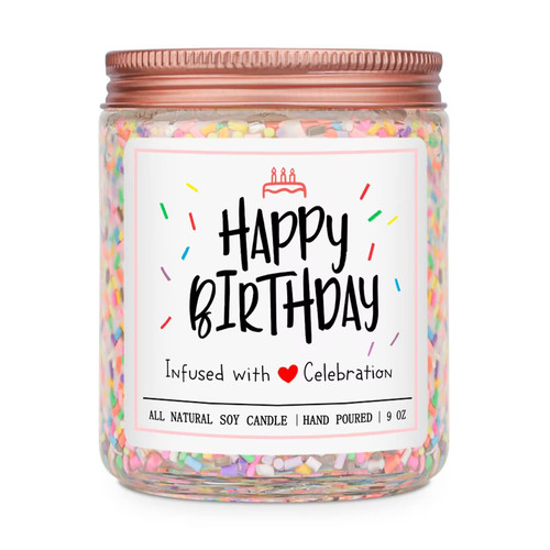 Happy Birthday Candles Gifts for Women - Vanilla Birthday Cake Scent with Sprinkles Birthday Gifts for Women - Birthday Candles for Women, Happy Birthday Handmade Aromatherapy Candles