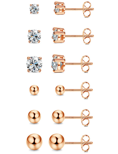 Hayoso 6 Pairs Sterling Silver Earrings for Women, Cubic Zirconia Stud Earrings, Ball Stud Hypoallergenic Earrings, Earrings Set for Men Girls 4mm,5mm,6mm Hayoso 6 Pairs Sterling Silver Earrings for Women, Cubic Zirconia Stud Earrings, Ball Stud Hypoallergenic Earrings, Earrings Set for Men Girls 4mm,5mm,6mm