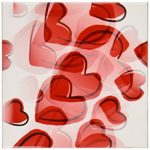 3dRose cst_50606_3 Love Red Hearts Lovable Art Valentines Day Ceramic Tile Coasters, Set of 4