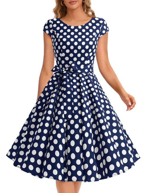 Dressystar 1956 Women Vintage Cocktail Dress 1950s Retro Rockabilly Prom Dresses Cap-Sleeve NavyWhiteDot B L Dressystar 1956 Women Vintage Cocktail Dress 1950s Retro Rockabilly Prom Dresses Cap-Sleeve NavyWhiteDot B L