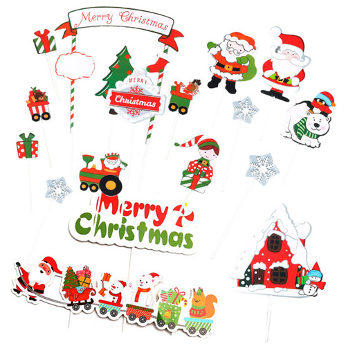 5 Sets Christmas Cake Topper Holiday Cakes Topper Christmas Dessert Toppers Cows Xmas Cake Picks Xmas Cupcake Topper Picks Christmas Cakes Toppers Plastic Top Hat Small Train