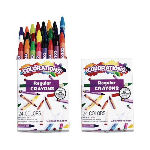 Colorations Crayons, 2 Sets of 24, 24 Colors, Non Toxic Crayons, Crayons for Kids, Crayons for Toddlers, Kids Crayons, Coloring, Drawing, Toddler Crayons, Toddler Art Supplies, Preschool Crayons
