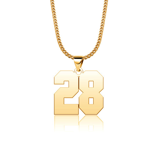 CLY Jewelry Stainless Steel Cuban Chain Jersey Personalized Number Necklace Sport Basketball FootBall Baseball 28 Sports Fan Gift for Men Boys CLY Jewelry Stainless Steel Cuban Chain Jersey Personalized Number Necklace Sport Basketball FootBall Baseball 28 Sports Fan Gift for Men Boys