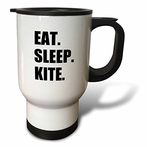 3dRose tm_180416_1 Eat Sleep Kite Kitesurfing Kiteboarding Kitesurfer Kiteboarder Surf Travel Mug, 14-Ounce, Stainless Steel