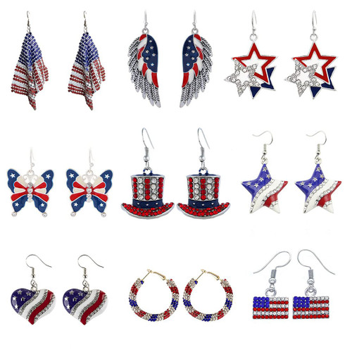 9 Pairs Patriotic Earrings American Flag 4th of July Independence Day Earrings Star Heart Dangle Drop Earrings for Women Girls (Patriotic) 9 Pairs Patriotic Earrings American Flag 4th of July Independence Day Earrings Star Heart Dangle Drop Earrings for Women Girls (Patriotic)