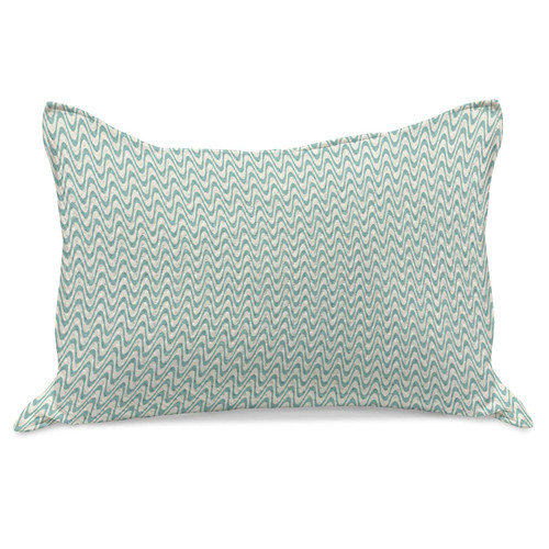 Ambesonne Ivory and Blue Knitted Quilt Pillowcover, Wavy Stripes Pattern Bicolor Illustration of Curved Abstract Lines, Standard Queen Size Pillow Cover for Bedroom, 30" x 20", Seafoam and Ivory