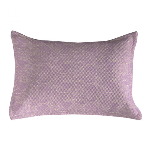 Ambesonne Leaves Quilted Pillowcover, Composition of Monochrome Foliage Design with Paisley Shapes and Blooming Flora, Standard Queen Size Accent Pillow Cover for Bedroom, 30" x 20", Lavender Beige