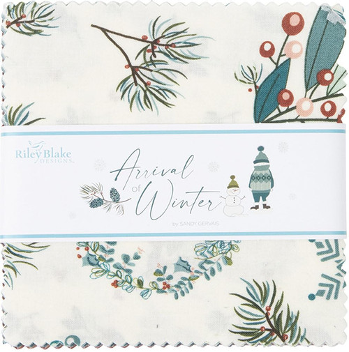 Arrival of Winter Riley Blake 5-inch Stacker, 42 Precut Fabric Quilt Squares by Sandy Gervais