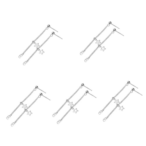 SOIMISS 5 Pairs Pentagram Earrings Stud Earrings Jewelry Silver Ear Jewelry Women Earring Star Ear Charms Earrings Trendy Long Earrings S925 Silver Ball Beads Sterling Silver Miss