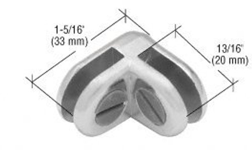 C.R. LAURENCE ZLC2CH CRL Chrome Two-Way 90 Degree Display Connector C.R. LAURENCE ZLC2CH CRL Chrome Two-Way 90 Degree Display Connector