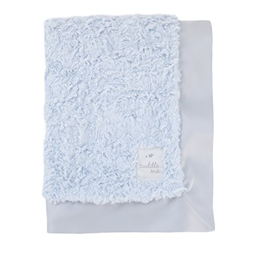 Cuddle Me Luxury Plush Blanket with Matte Satin Border, Blue
