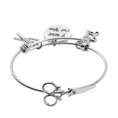 HOLLP Expandable Hairdresser Bracelet Hair Stylist Gift I Will Cut You Hairdresser Jewelry Scissor Bangle Bracelets with Comb Hair Drier Charm Graduation Gift (Style 2) HOLLP Expandable Hairdresser Bracelet Hair Stylist Gift I Will Cut You Hairdresser Jewelry Scissor Bangle Bracelets with Comb Hair Drier Charm Graduation Gift (Style 2)