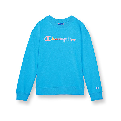 Champion Little, Crew Girls, Lightweight Pullover Sweatshirt, Graphics, New Palatinate Blue