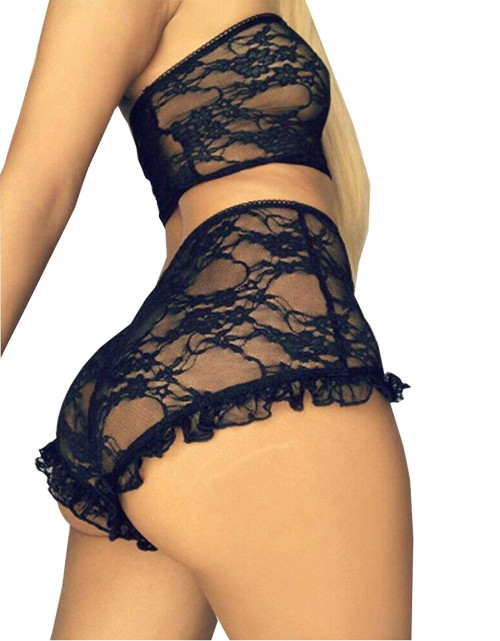Women Sexy Lace Lingerie Nightwear Two Piece Babydoll Bra Panty Underwear Set (M, Black) Women Sexy Lace Lingerie Nightwear Two Piece Babydoll Bra Panty Underwear Set (M, Black)