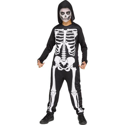 Boys Skele Jumpsuit Child Halloween Costume size Large 12-14