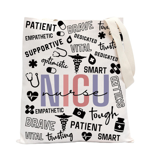 POFULL Neonatal Nurse NICU Nurse Gifts for Women NICU Nurse Graduation Tote Bag (NICU NURSE Tote Bag)